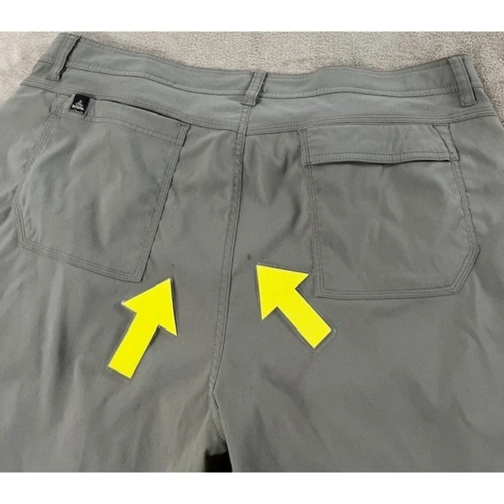 PrAna zion Shorts Mens Size 40Wx10L Waist Khaki Brown Belted Cargo hiking‎ nylon